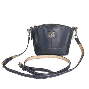 Dooney & Burke Black Leather Domed Convertible Mini Crossbody/Shoulder Bag
